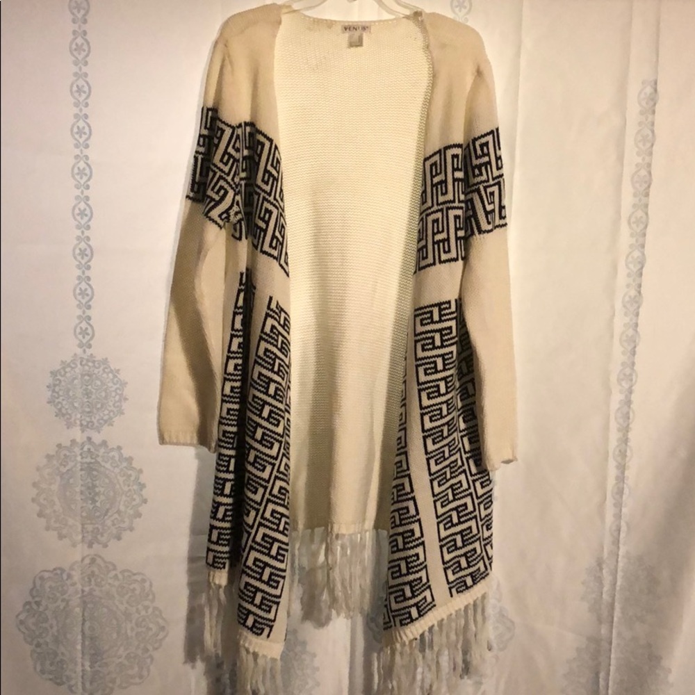 Black and white cardigan sweater